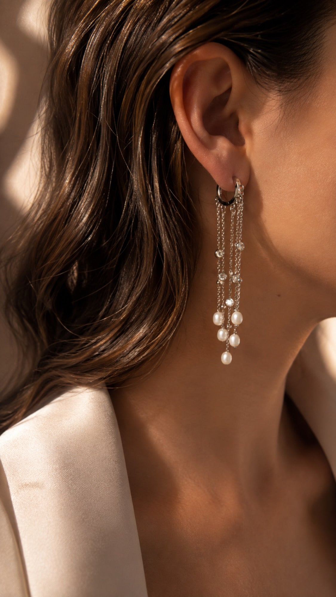 Aretes Cascada De Perlas