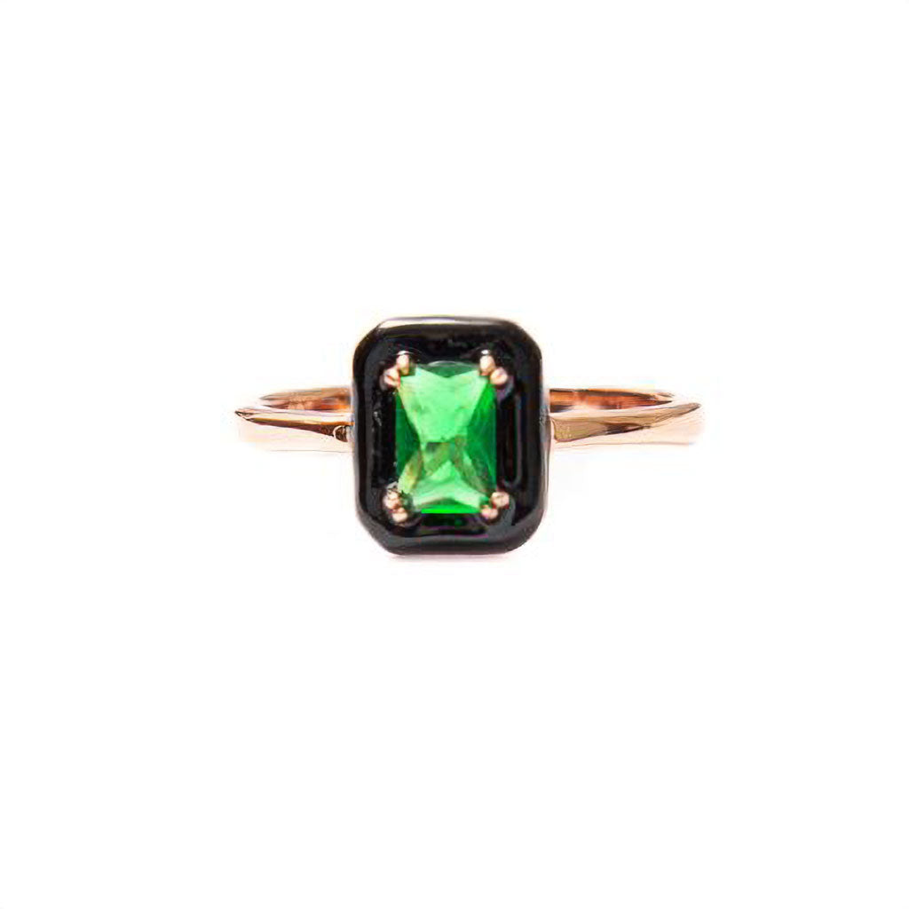 Anillo Art deco Esmeralda