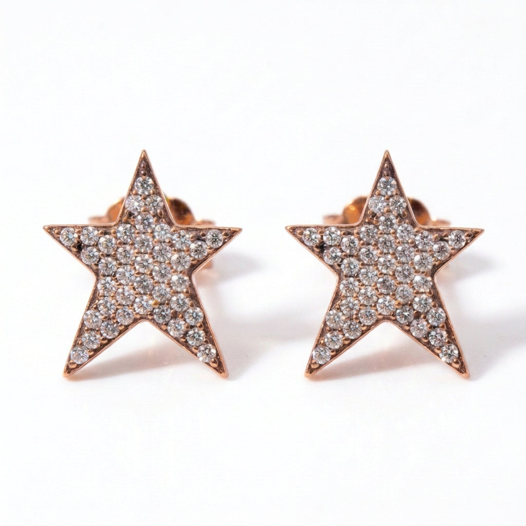 Arete Estrella Pop Pavonada Oro Rosa