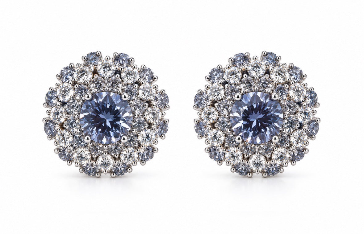 Aretes Moissanita Natural Azul