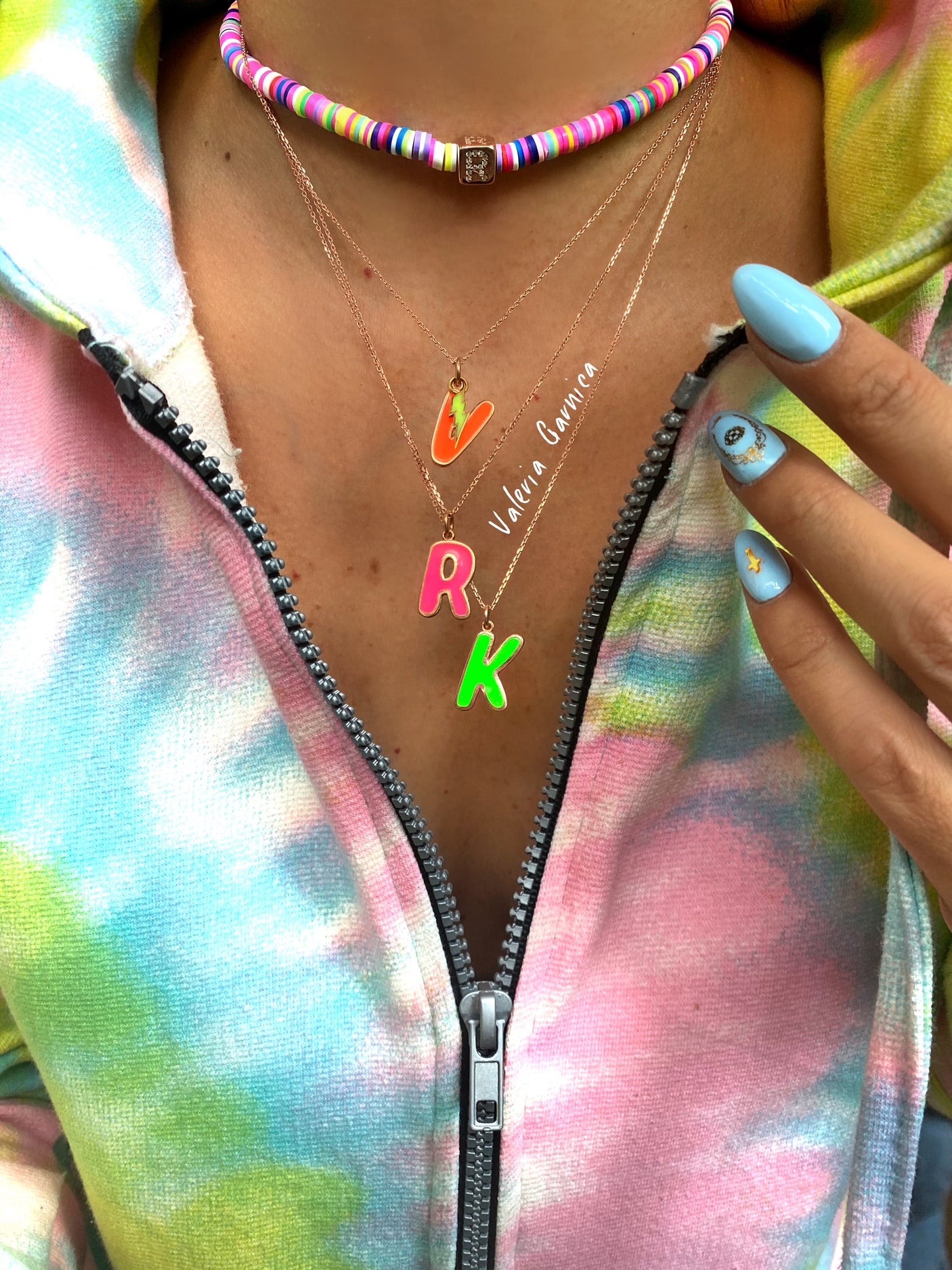 inicial neon oro rosa