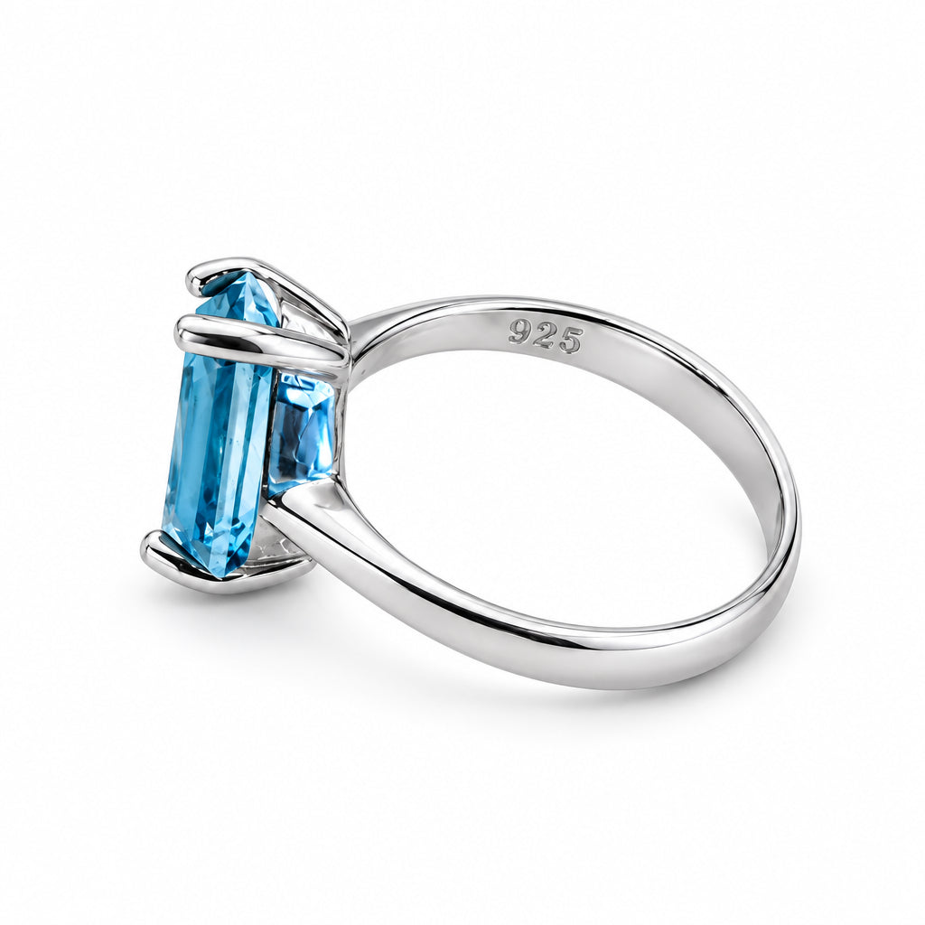 Anillo Paraiba Gota de verano azul degradado