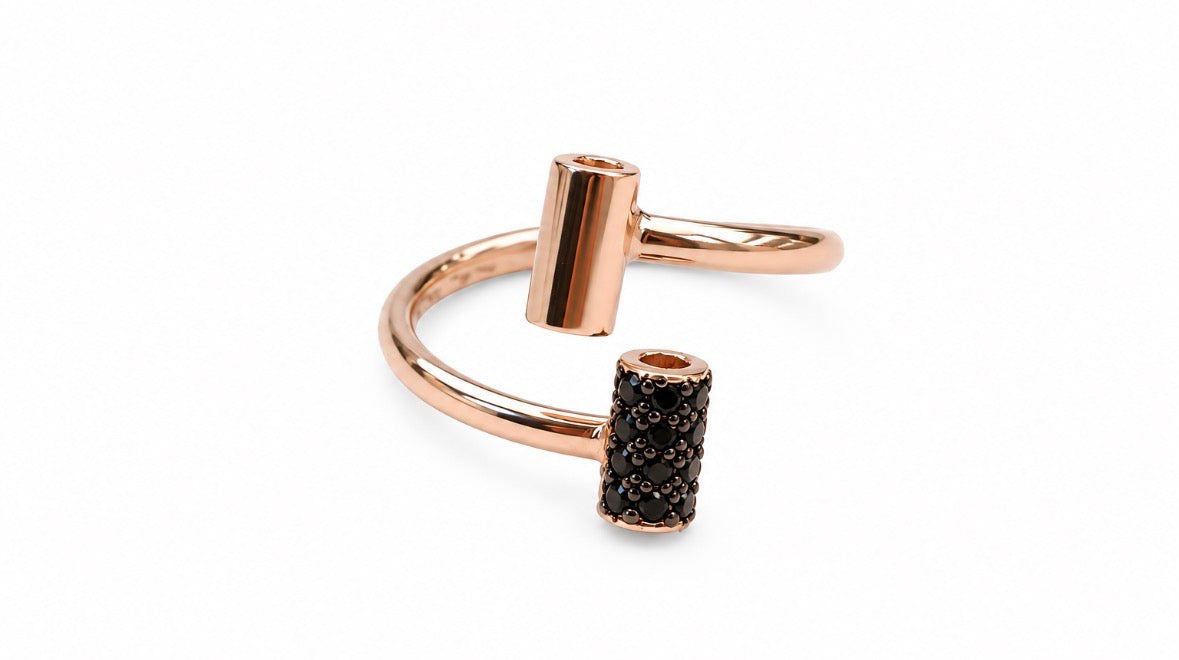 Anillo Oro Rosa Y Negro