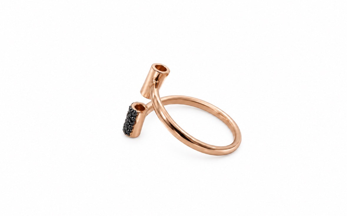 Anillo Oro Rosa Y Negro