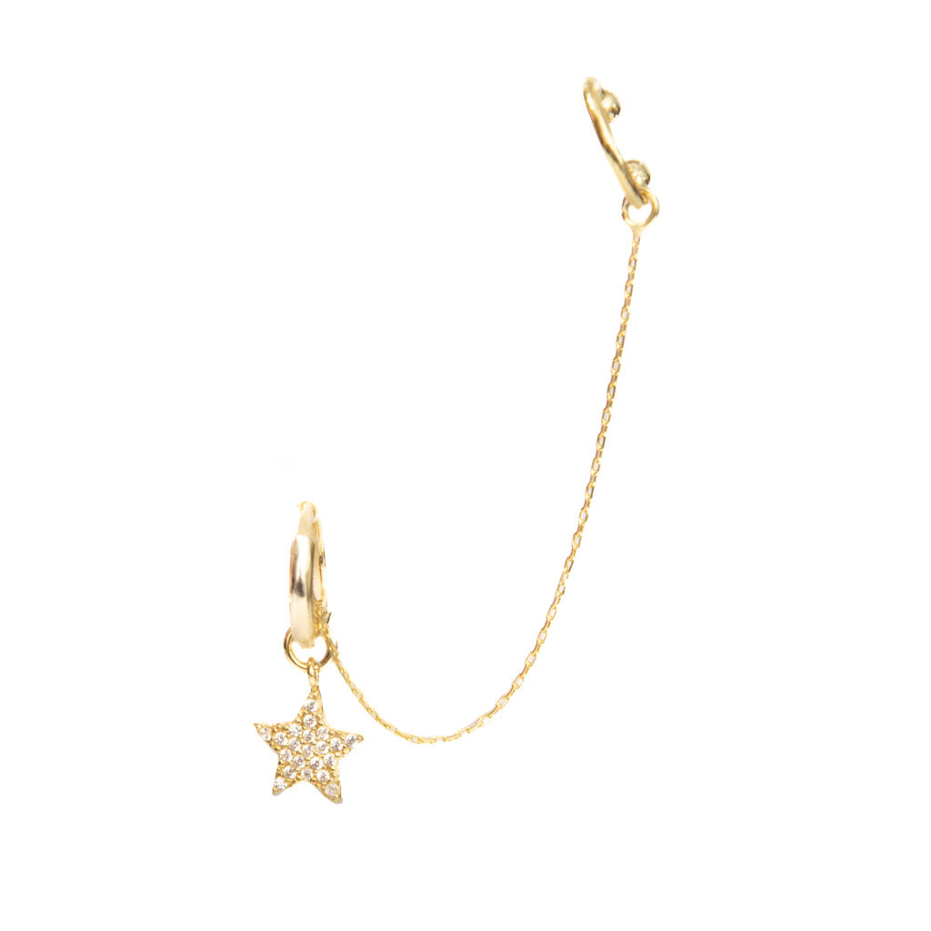 Earcuff cadena estrellas