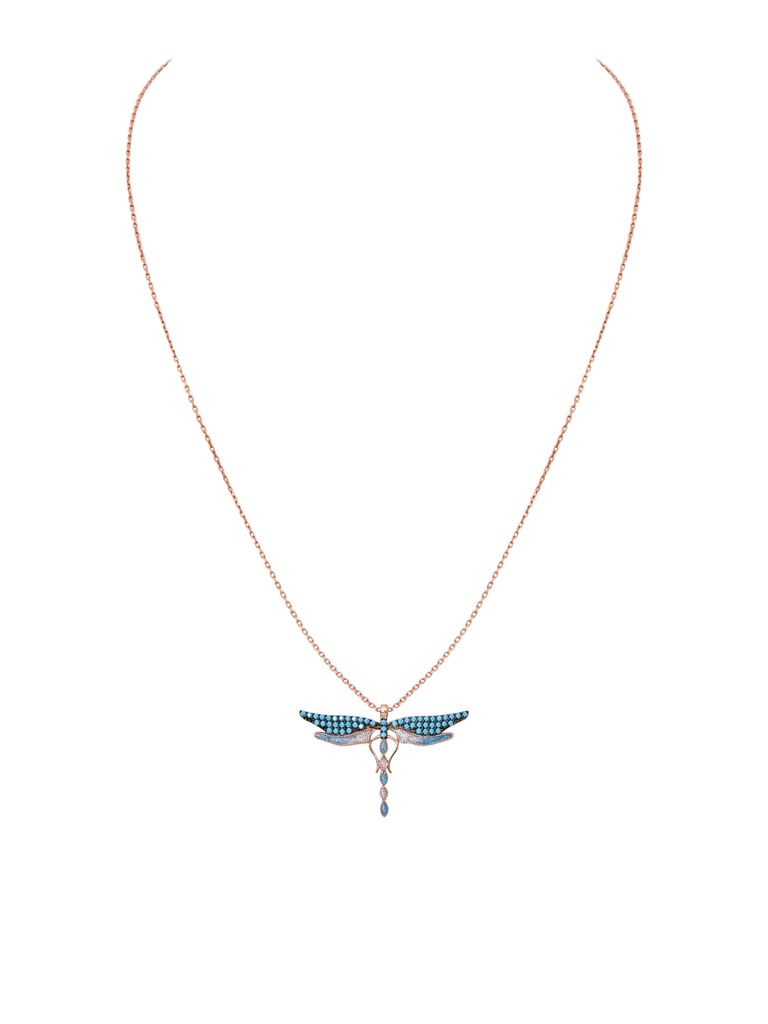 Collar Libélula Acuarela Turquesa