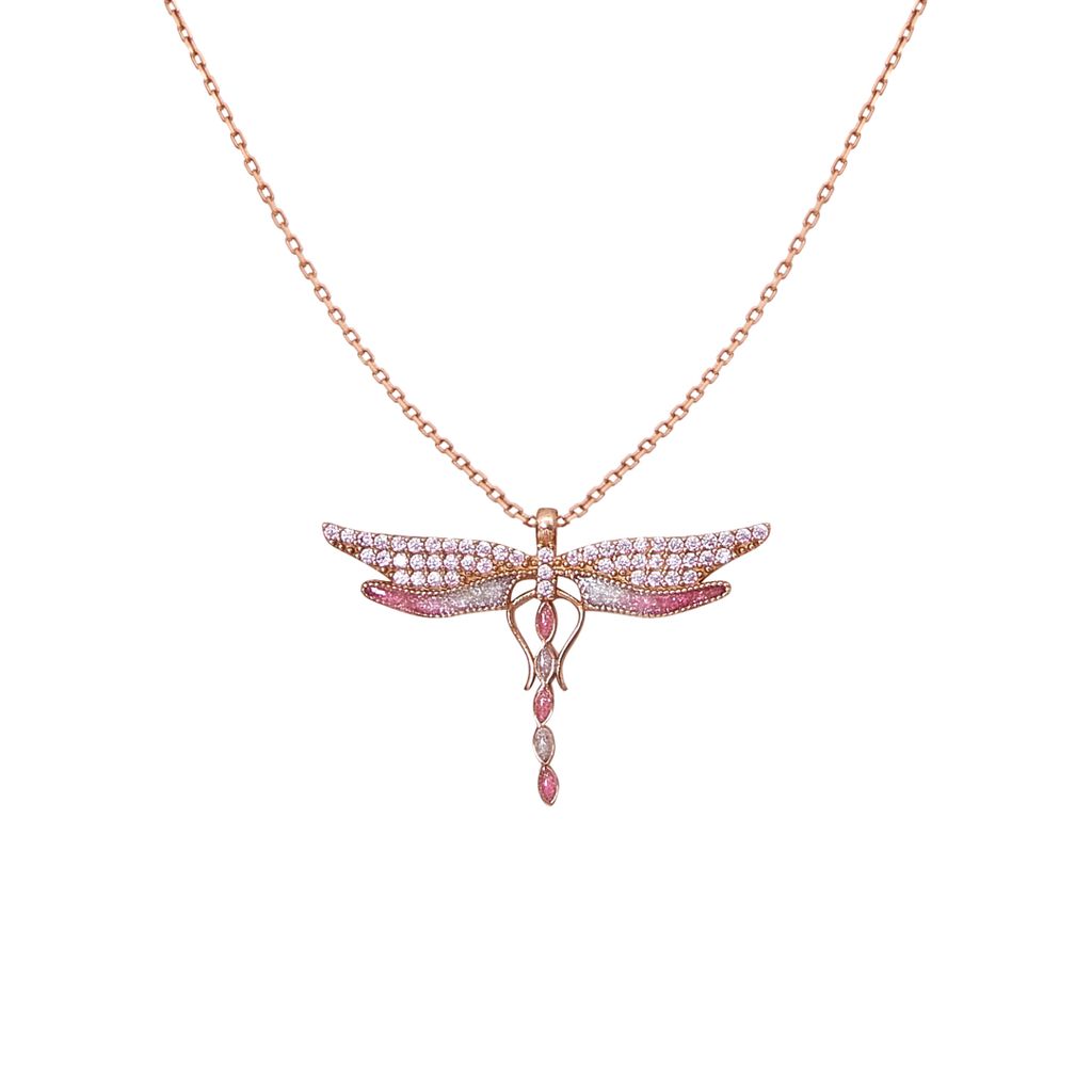 Collar libélula Acuarela Rosa