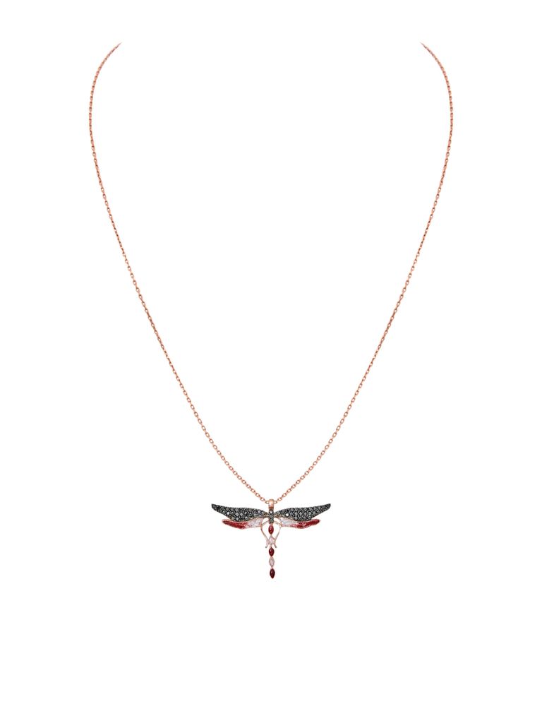 Collar Libélula Acuarela Fuego