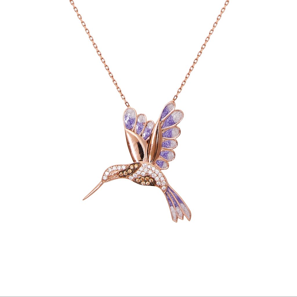 Collar Colibrí Ámbar lila