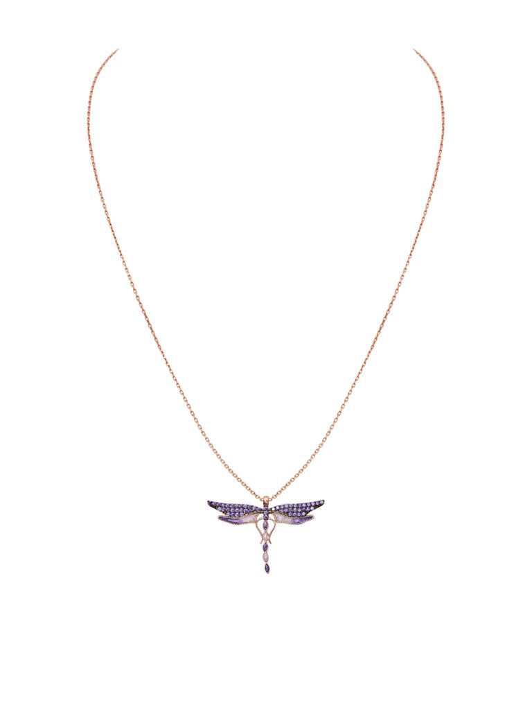 Collar Libélula Acuarela Violeta