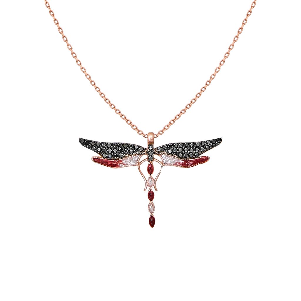 Collar Libélula Acuarela Fuego