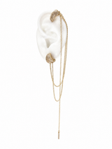 Ear cuff Melike Dorado con Cadenas y Circonias | Plata .925