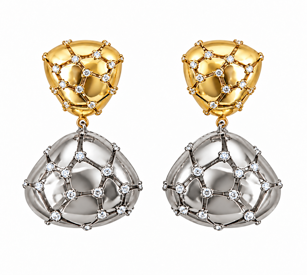 Aretes Ravena Plata Y Oro