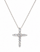 Collar Cruz Clasica Moissanita Plata