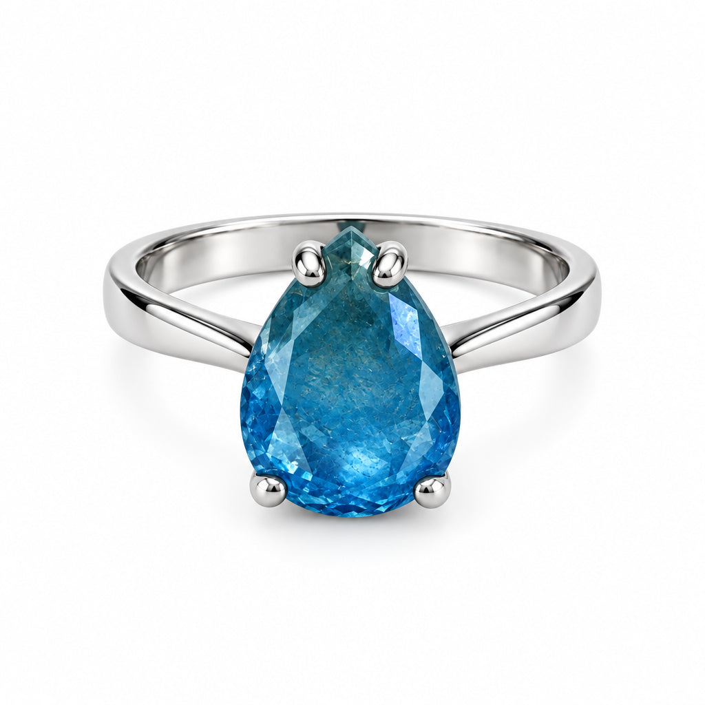 Anillo Paraiba Gota de verano azul degradado