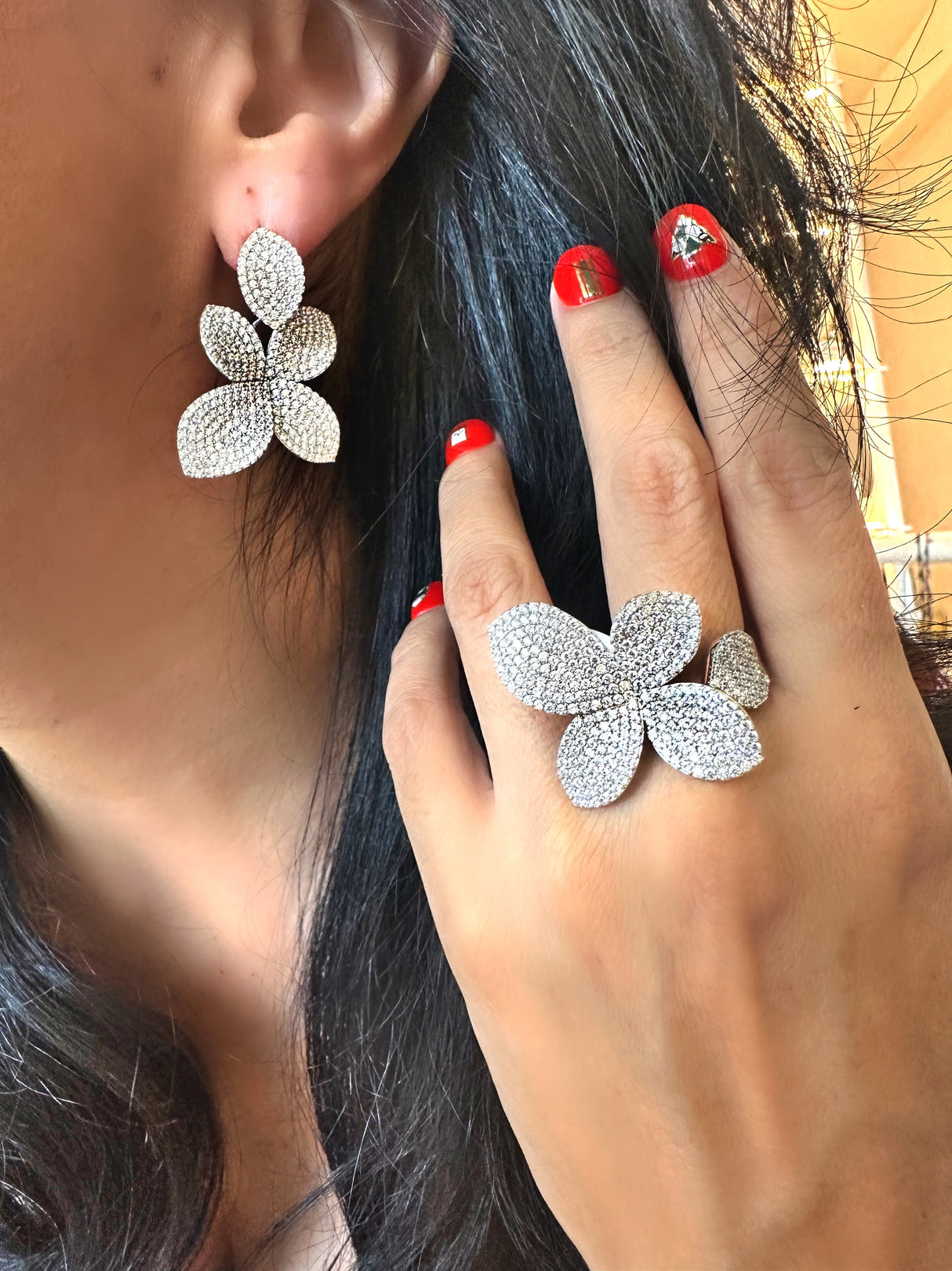 Arete largo de Magnolia plata