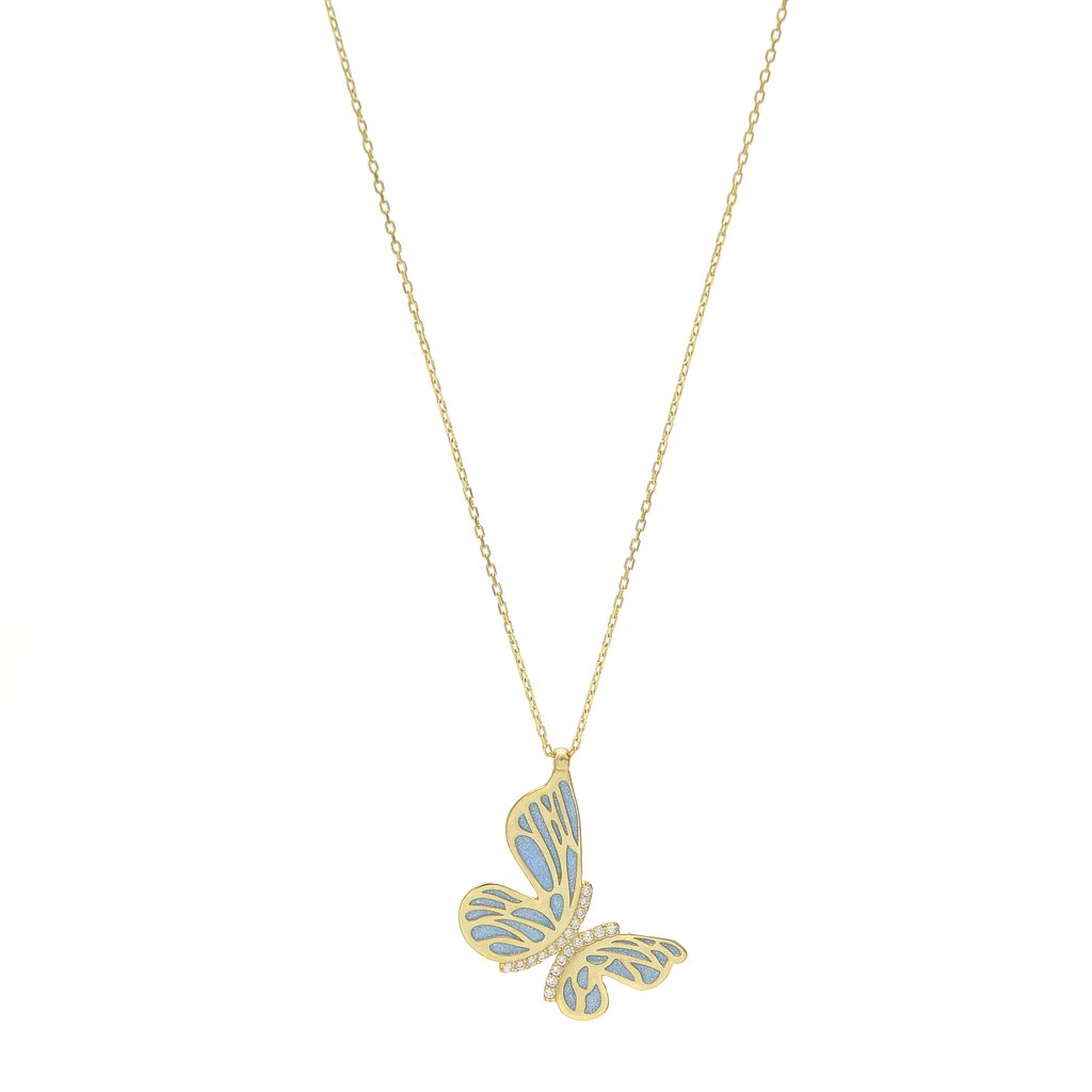 Collar Mariposa Monarca blue