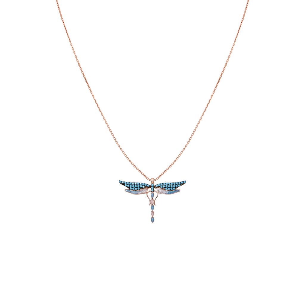 Collar Libélula Acuarela Turquesa