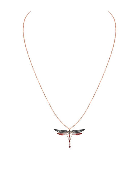 Collar Libélula Acuarela Fuego