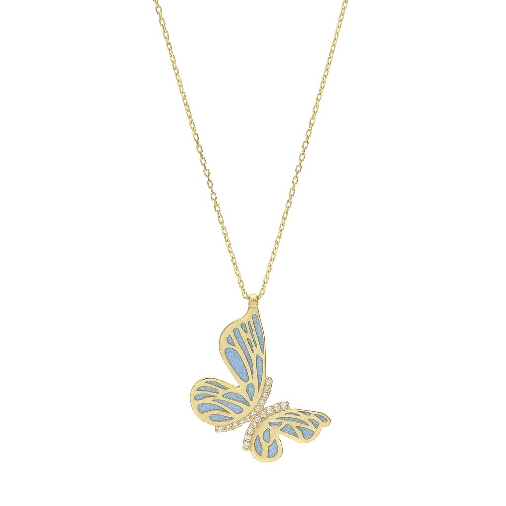 Collar Mariposa Monarca blue