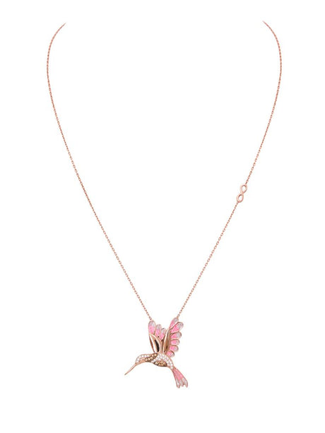 Collar Colibrí Ámbar rosa
